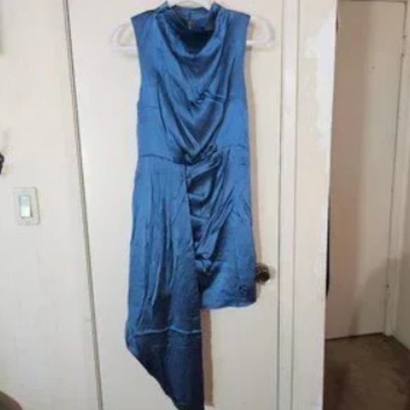 Brand New Gorgeous BY ANTHROPOLOGIE MOCK-NECK DRAPED SILK DRESS - Picture 8 of 13